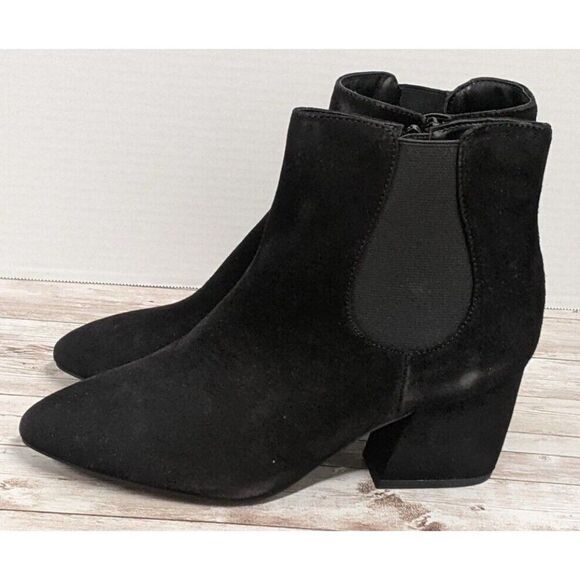 Bleecker & Bond Lina Womens Size 9.5 M Black Almond Toe Block Heel Ankle Booties - Picture 5 of 11